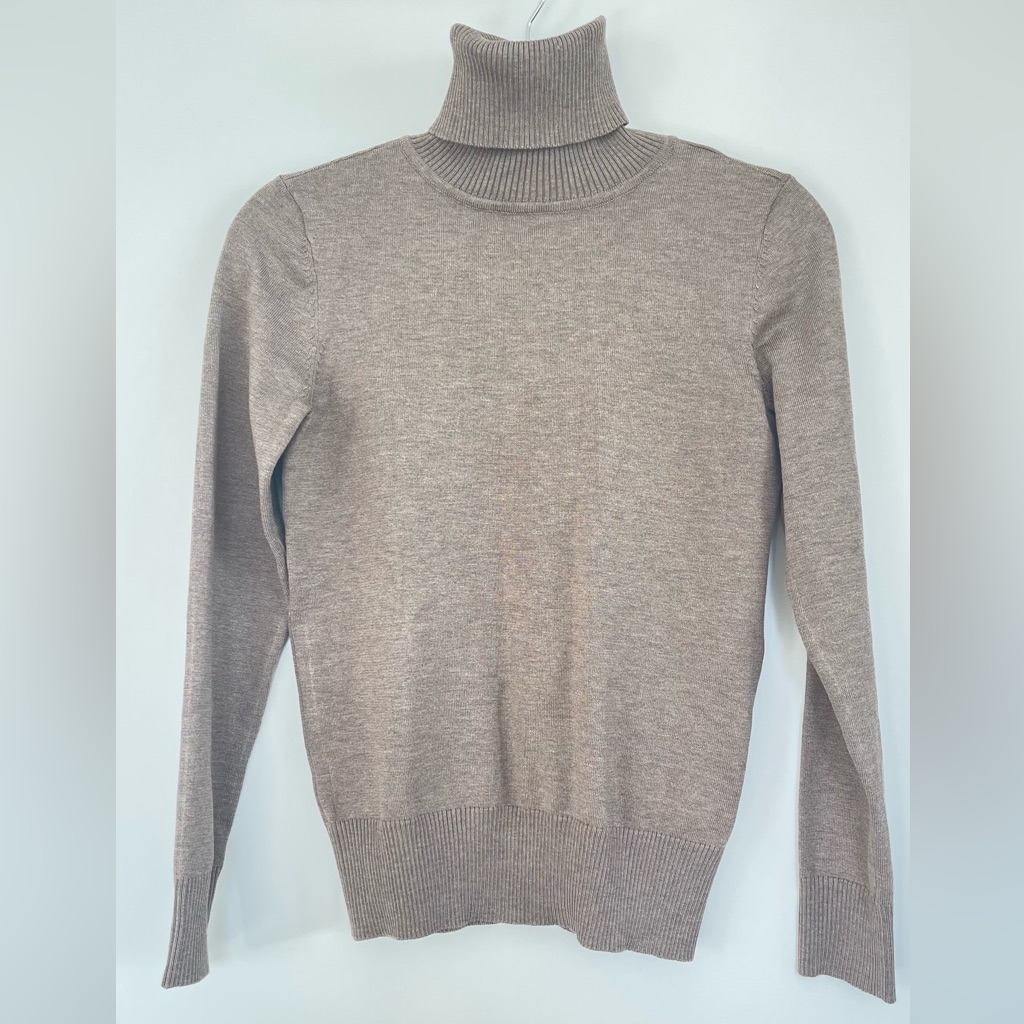 Turtleneck Ladies Sweater Saint Tropez Brand Size Xs Light Brown Color